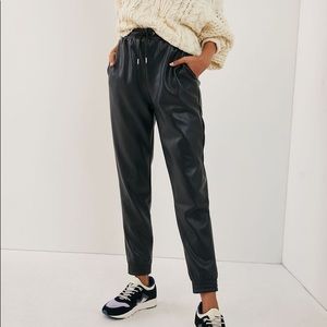 Black Leather Jogger